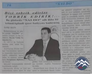 "SALDO" QƏZETİNƏ UĞURLAR ARZULAYIRIQ!...
